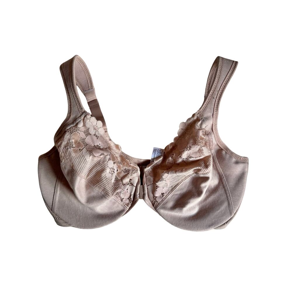 Glamorise 1241 Underwire Bra 36DD Front Close Lace Medium Brown NWT
